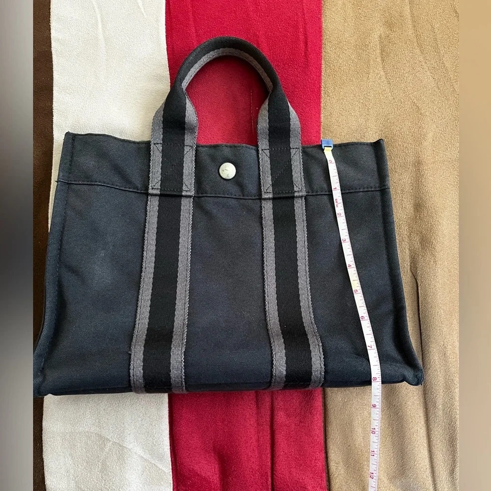 Black Hermes Canvas Tote Bag - Picture 11 of 16